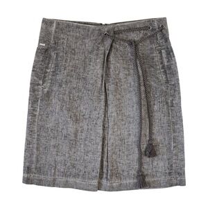 Pure Linen Dark Gray Rope-Tie Skirt